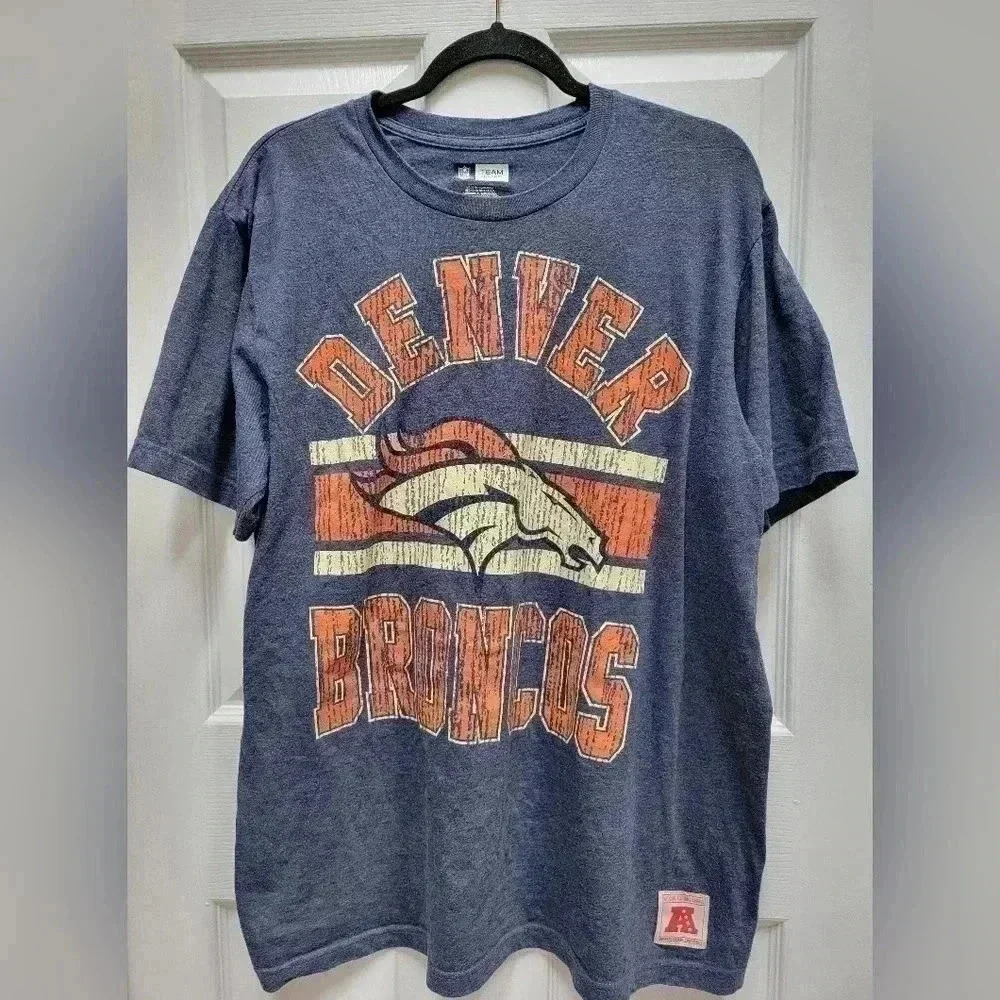 NFL Team Apparel Denver Broncos Short Sleeve Graphic Tee Shirt Size XL